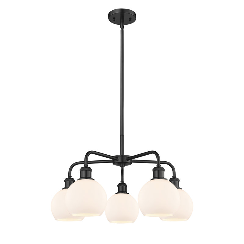 Lustre sphérique à 5 lumières Ellington, H 14,13 po x l 24 po x P 24 po, Blanc mat, Noir mat