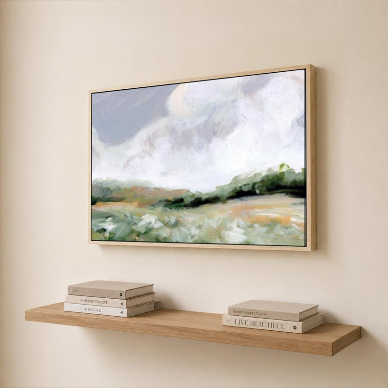 «Soft Summer Sky» par Katrina Pete - impression sur toile, H 24 po x l 36 po, Cadre plat flottant, Bouleau