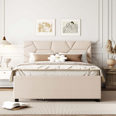 Lit plateforme tapissier avec lit gigogne