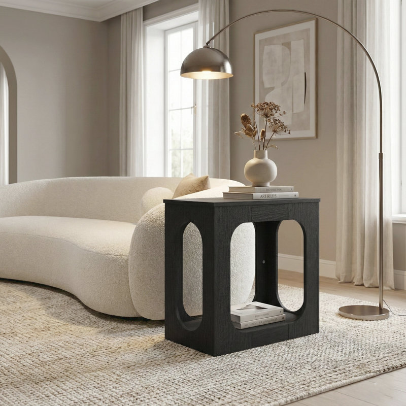 Table de bout avec tablette ouverte Inniss, Noir