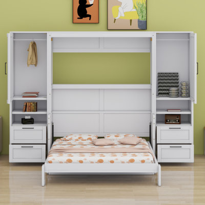 Lit escamotable Murphy avec placard, tiroirs et tablettes