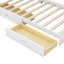 Lit plateforme simple en bois avec tête de lit avec rangement, tablettes et 2 tiroirs, blanc