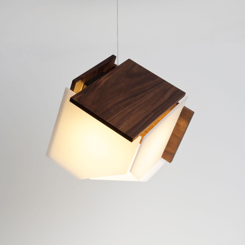 Mica L 1 - Light LED Pendant, Dark Stained Walnut, 3500K (Cool), Low Profile