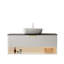 Meuble-lavabo flottant 48 po avec lavabo vasque en céramique, comptoir en pierre frittée, éclairage à capteur DEL et tiroirs de rangement