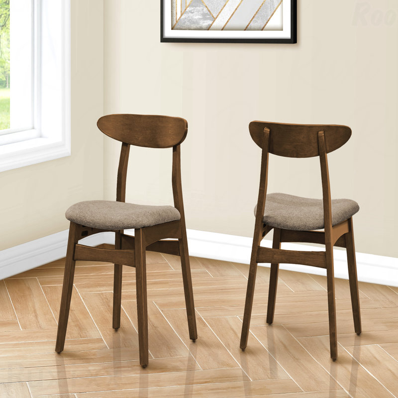 Chaise d'appoint de salle à manger idéale pour les patios extérieurs - hauteur de 32 po, ensemble de 2, côté, rembourrée, cuisine, salle à manger, finition noyer foncé, tissu beige rembourré, style moderne