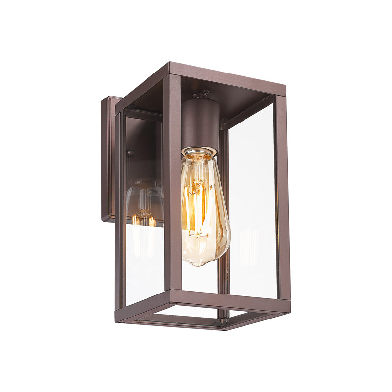 Outdoor Wall Light, 9.88" Outside Lantern With Clear Glass, Weather-Resistant Porch Light For House,E26, 1-Pack