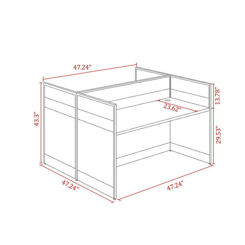 Mickaela Rectangle 2 Person Partition Desk with Cable Management