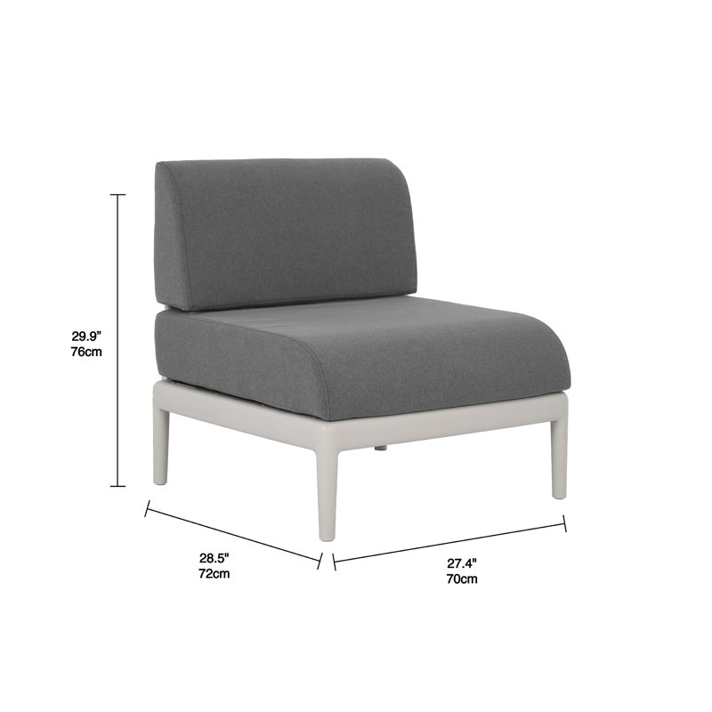 Patioflare Leaf Modular Armless Patio Chair, Grey