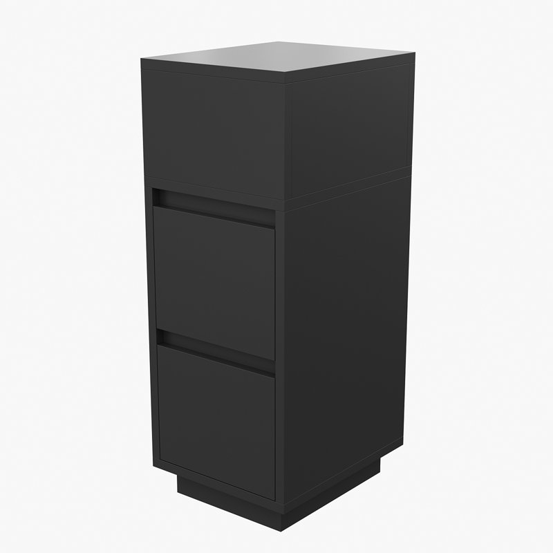 25 cm W Solid Wood Bedside Table, Black