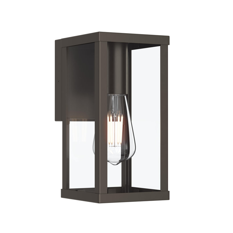 Ryle One-Light Antique Bronze Small Wall Lantern with Clear Glass Panels, Antique Bronze