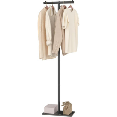 Freestanding T-Shaped Coat Rack – Heavy-Duty Metal Coat Tree With Rock Slab Base For Boutiques, Hallway & Entryway [Black] – [Metal / Modern / Freestanding]