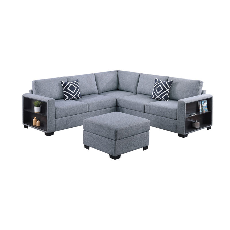 Ensemble modulaire 4 pièces avec repose-pieds Salwa, Gris