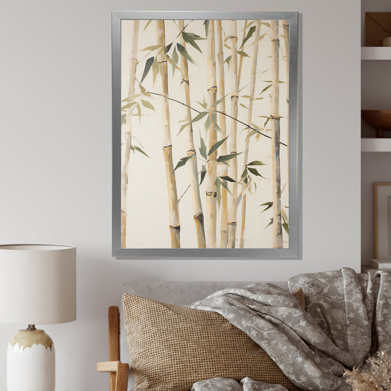 Beige minimalisme bambou sérénité III - impressions d'art mural en bambou_106626, H 40 po x l 30 po x P 1,5 po