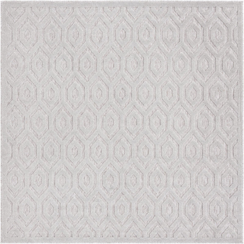 Tapis intérieur / extérieur gris Heckman, Carré 7 pi 10 po