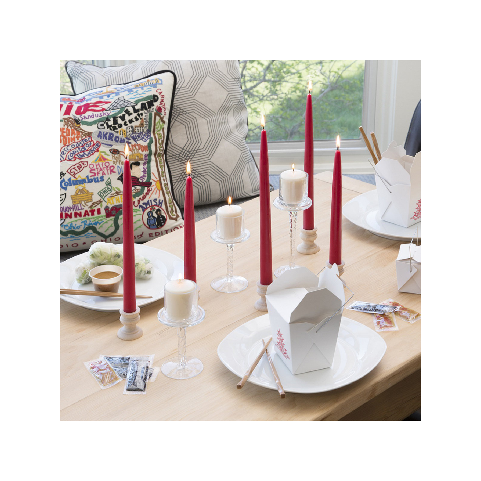 12 Piece Unscented Taper Candle Set, 12" H x 0.88" W x 0.88" D, Red
