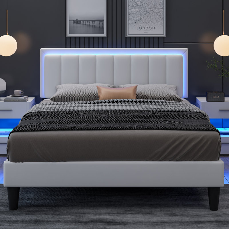 Lit plateforme Breella, Double, Blanc