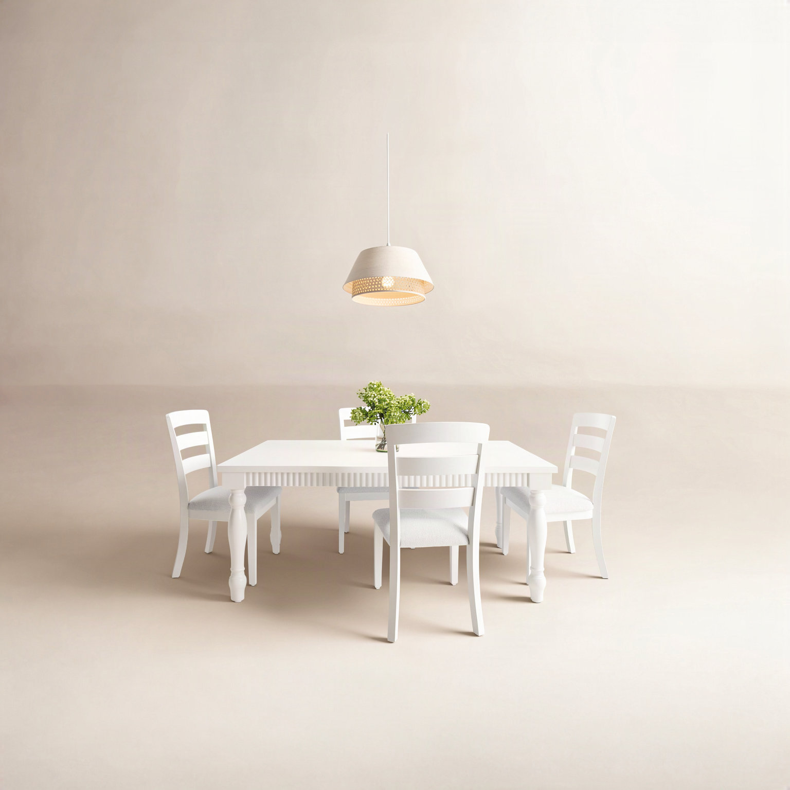 Alper Dining Table Set with Removable Leaf, 5 Pieces: Table, 4 Chairs, White