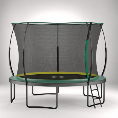 12FT Springfree No Gap Trampoline with Bungee Cords, Fiberglass Poles, and UV-Resistant Mat for Safe and Silent Bouncing