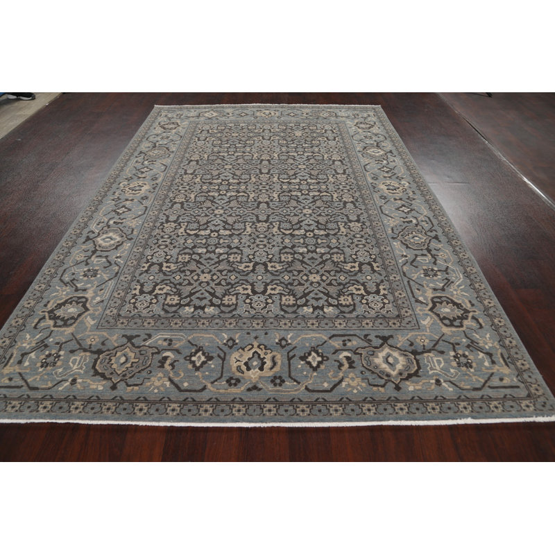 Tapis bleu clair / gris clair en laine Ziegler