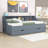 Twin to King Daybed with Storage Bookcases, Built-in Charging Station, Drawers and USB Ports-911945007
