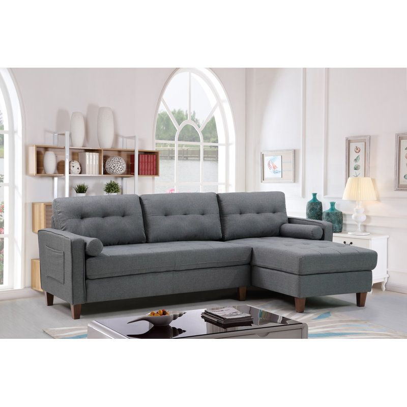 Weatherall Upholstered L-Shaped Sectional Left Hand Facing, Dark Gray Linen