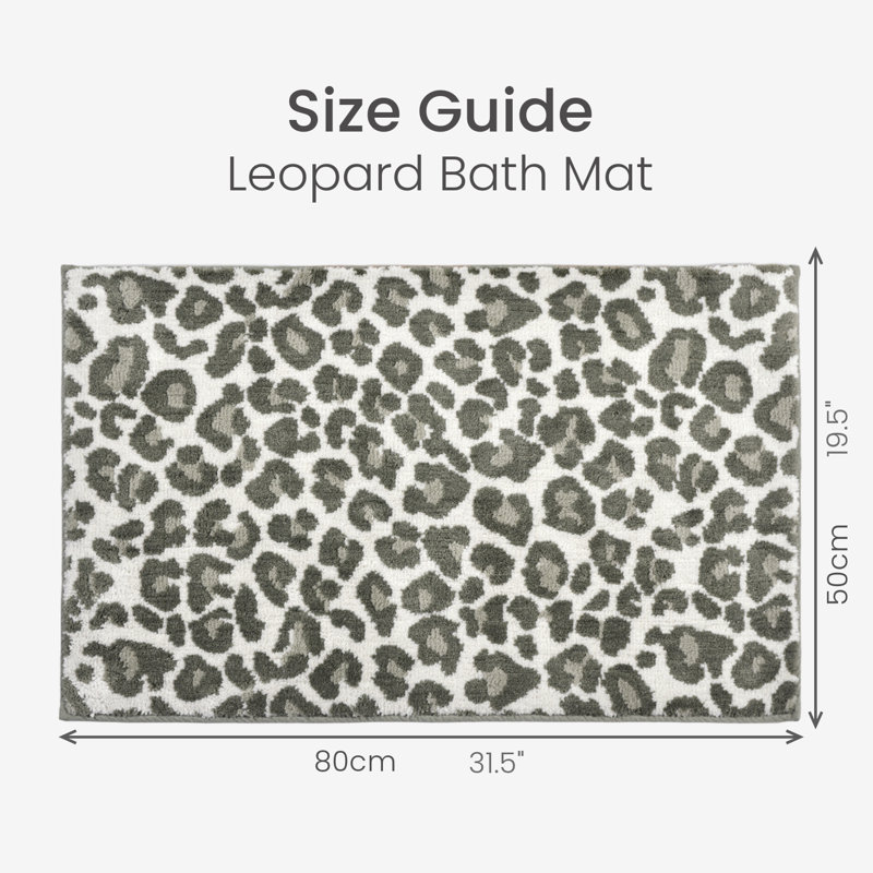 Ose Leopard Print Bath Mat, Grey