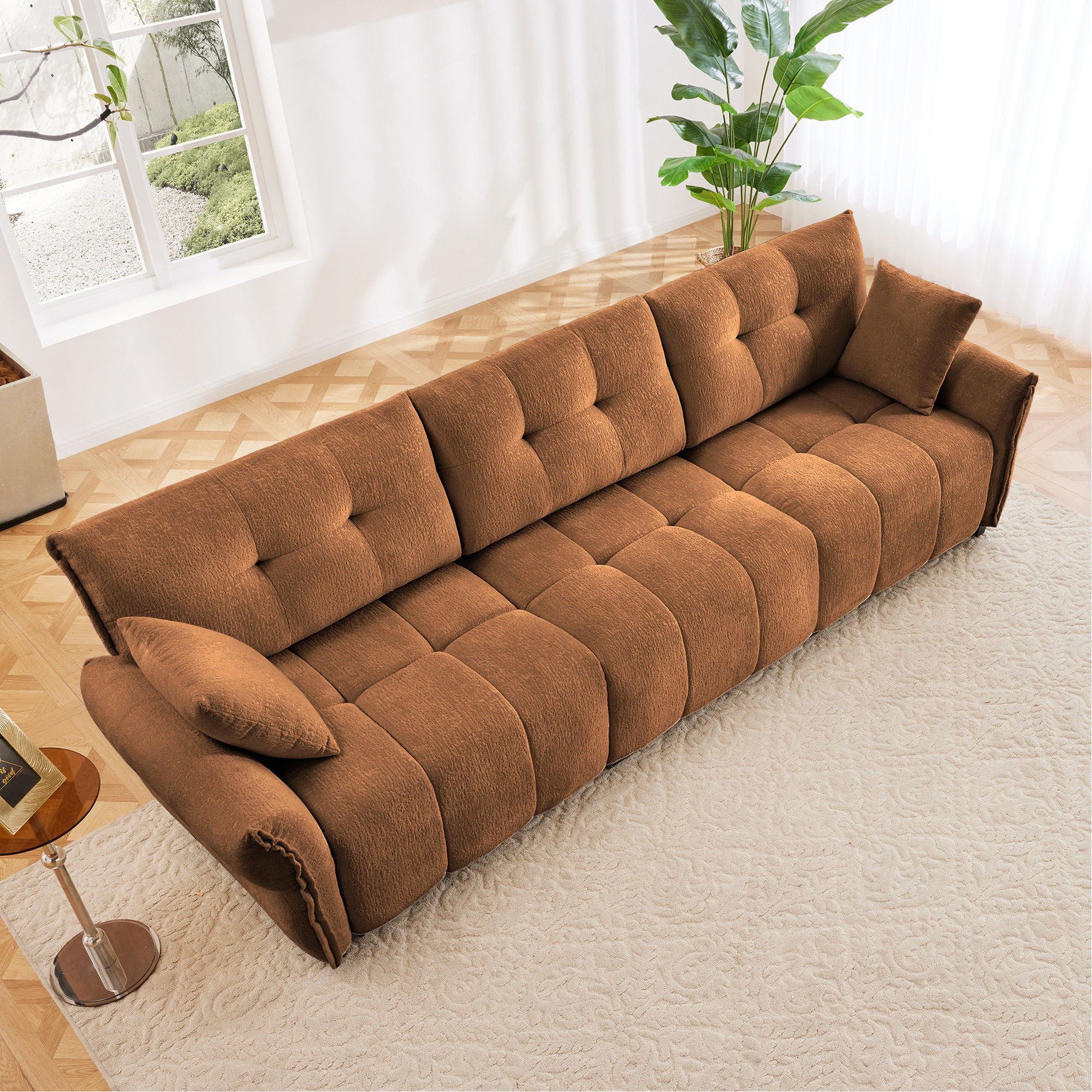 Latitude Run® 3 - Seater Sofa Set, With 2 Ottomans Pillows, Has Solid ...