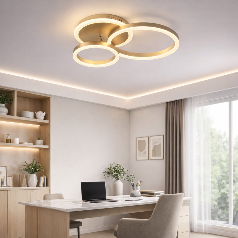 Kucharski LED Semi Flush Mount 3-light ring gold