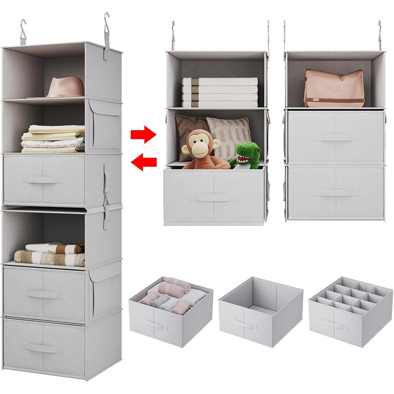 Organisateur de garde-robe à 6 tablettes, 2 tablettes à 3 tablettes