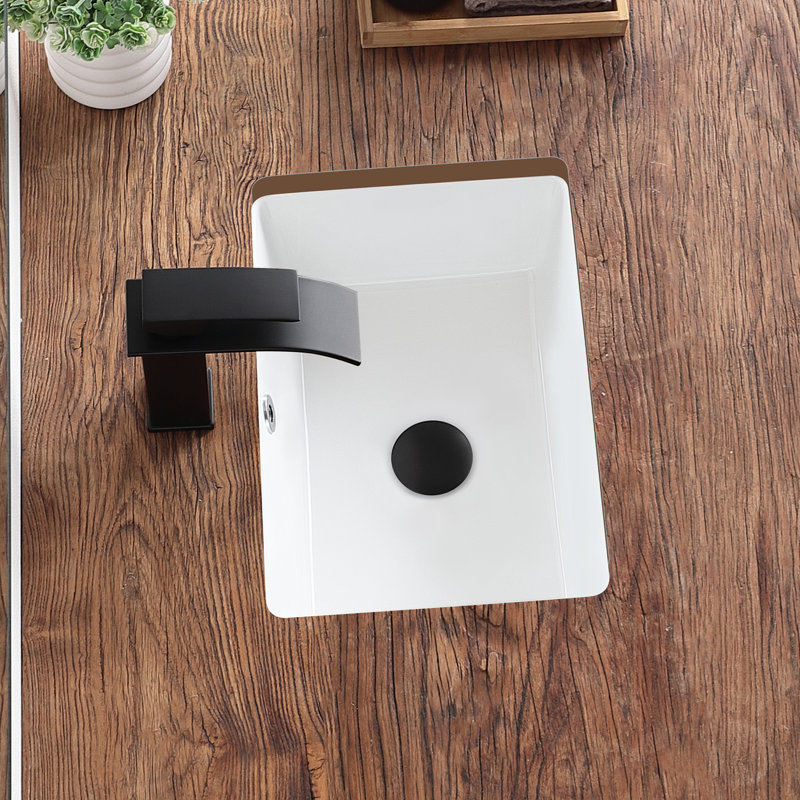 15.7" X 11.7" Undermount Bathroom Sink White Ceramic Rectangular Bathroom Sink Modern Vanity Sink With Overflow