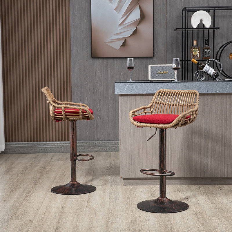 Ensemble de 2 tabourets de bar pivotants réglables à hauteur de comptoir avec repose-pieds pour la cuisine et la salle à manger
