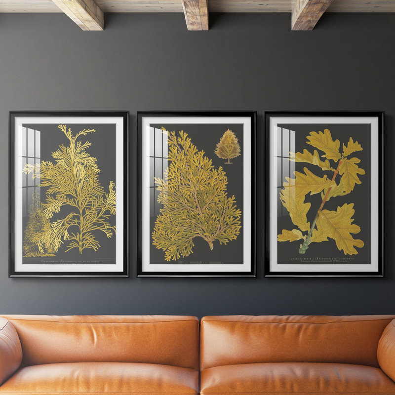 Trees & Leaves I  -Custom Framed  Premium Print W Matt - 3 Pieces, 21" H x 30" W