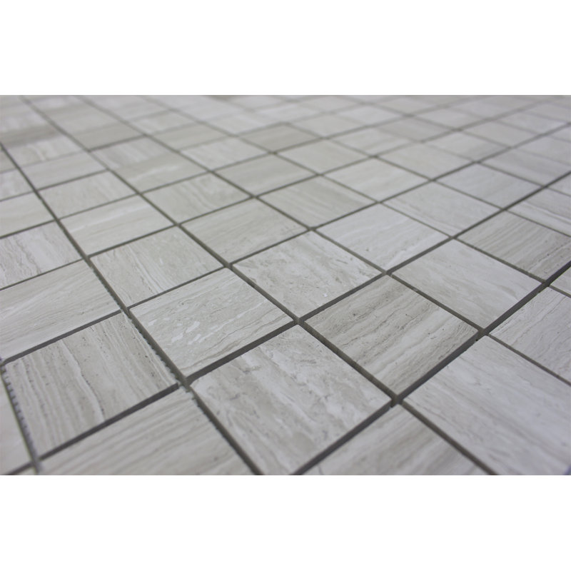 2" x 2" Marble Mosaic Wall & Floor Tile, Wooden White