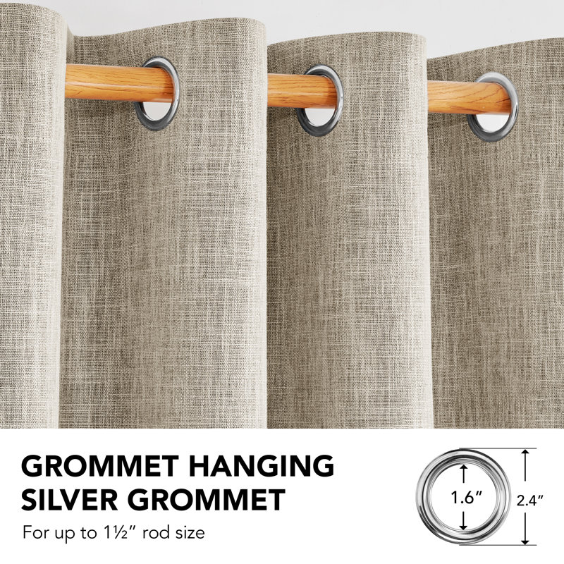 Milay Blackout Grommet Curtain Panel, Khaki, 52" W x 63" L