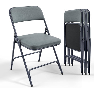 4Pcs Fully Assembled Thick-Padded Fabric Folding Chairs, 17.7X19.7"X30.7""