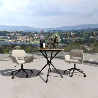 Ensemble de chaises de patio avec table bistro ModernHome | Tissu résistant aux intempéries | Minimaliste industriel beige et noir | Balcon et terrasse