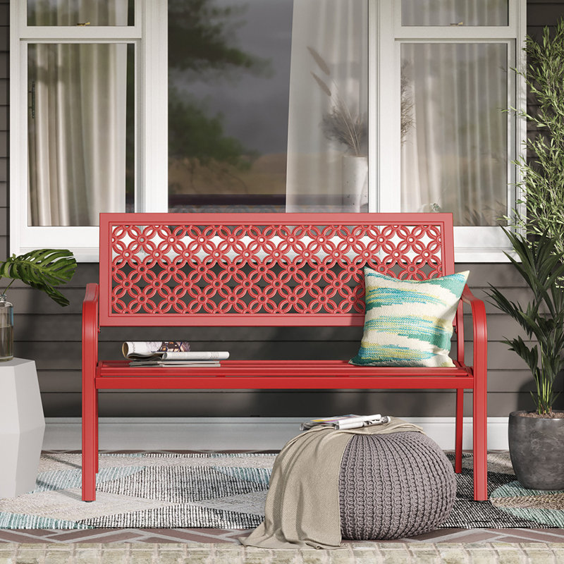 Banc de jardin en acier Roselynne, Rouge