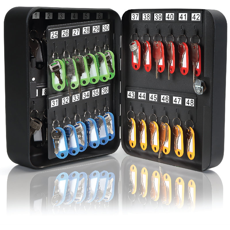 Black Steel 48-Key Security Box with Key Lock