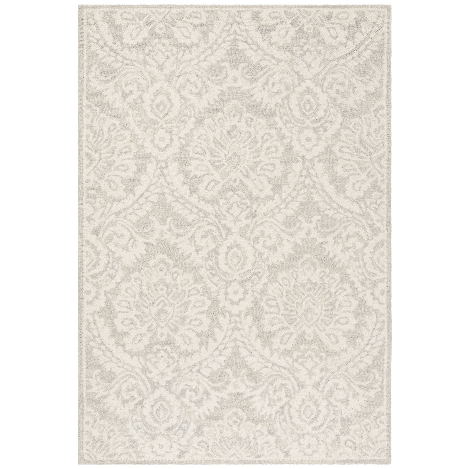 Tansy Handmade Wool Silver / Ivory Rug, Rectangle 3' x 5'