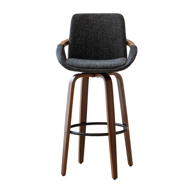 Swivel Upholstered Counter Stool, Grey, Counter Stool (63.5cm Seat Height)