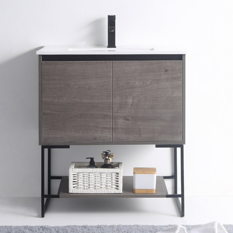 Ensemble de meuble-lavabo simple 30 po Fiquett, Gris