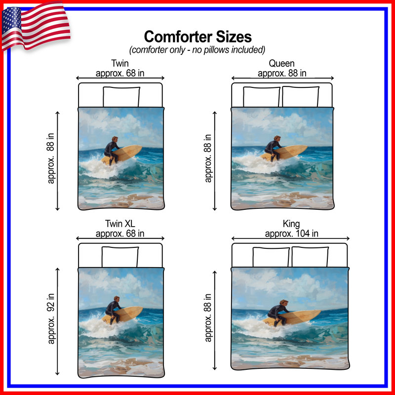 Surfer Riding Ocean Wave Comforter, Twin