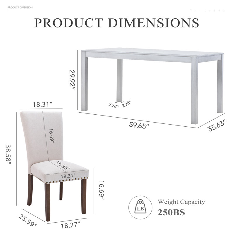 Ensemble de salle à manger 5 pièces avec chaise Soild, Blanc