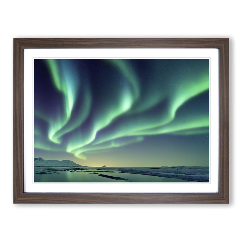 XH1022-7469X Righteous Aurora Borealis - Single Picture Frame Painting, Walnut , 46cm H x 64cm W x 2cm D