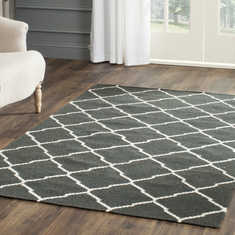 Rosewood Geometric Wool Hand Woven Area Rug, Rectangle 91 x 152cm
