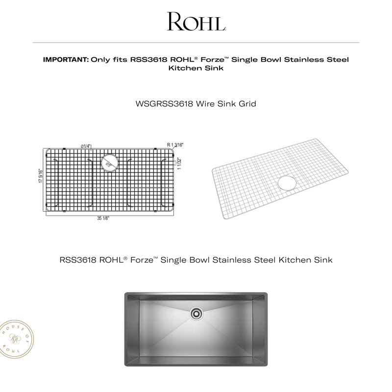 Forze™ 35.13" x 17.31" Sink Grid, Stainless Steel