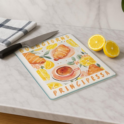 Durable Tempered Glass Cutting Board, 7.9 x 11.8 inches | 100% Antibacterial, Non-Slip Silicone Feet | Easy Clean Surface, Perfect for Food Prep & Kitchen Use, Not Dishwasher, Microwave, or Oven Safe