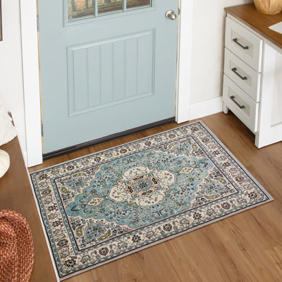 Watte Traditional Oriental Tribal Machine Washable Area Rug with Non-Slip Backing Perfect for Living Room, Dining Room, Bedroom Decor