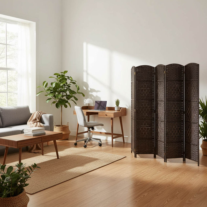 241cm W x 179cm H 6 - Panel Folding Room Divider, Dark Brown