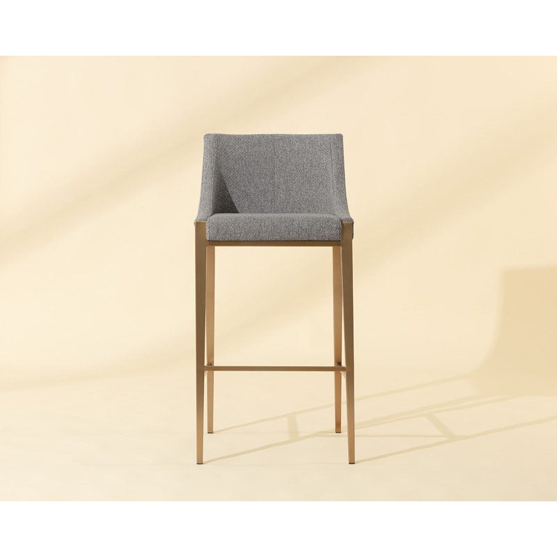 Dionne Upholstered Stool with Metal Frame, Gray
